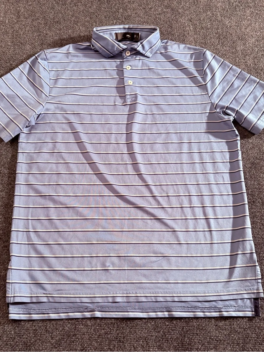Ralph Lauren RLX Men’s Large Blue Striped Performance Golf Polo